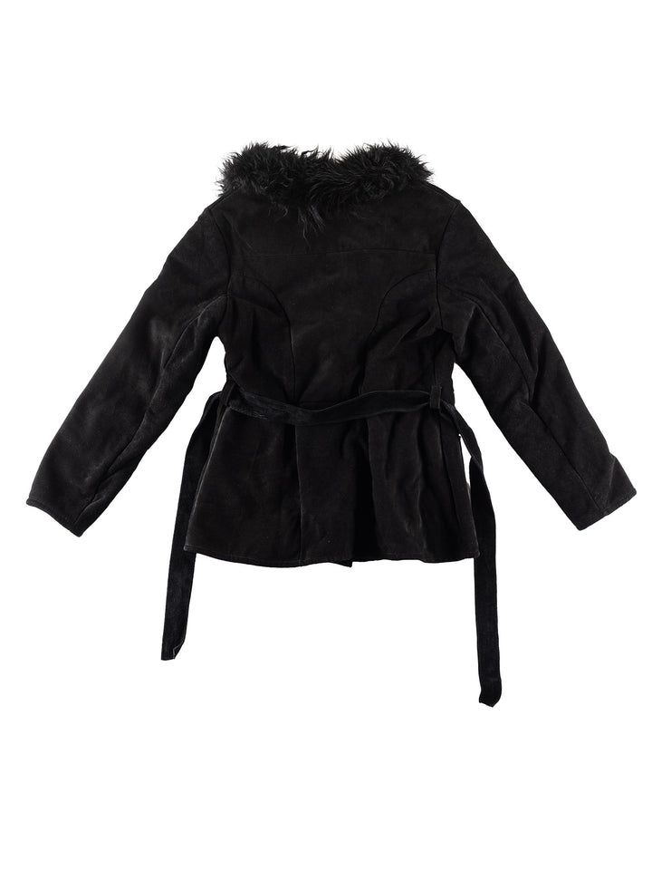 Vintage 70's Women Faux Sheepskin Coat in BlackMN245