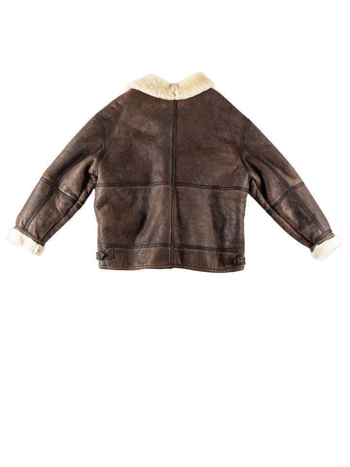 Vintage 80's Men Sheepskin Jacket in BrownVN258
