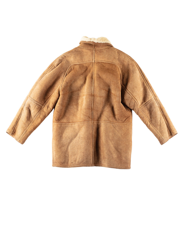 Vintage 80's Men Sheepskin Coat in BrownVN244
