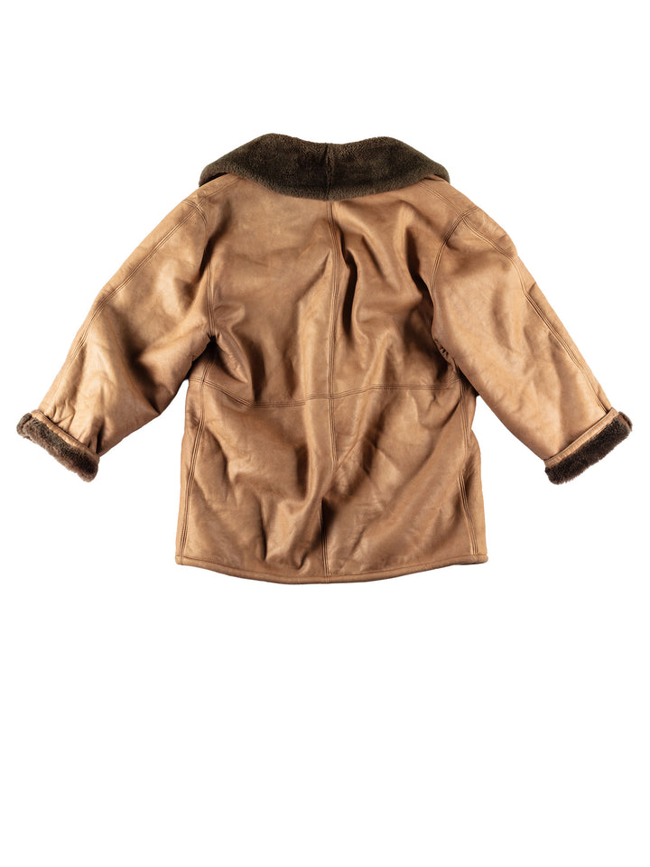 Vintage 80's Men Sheepskin Coat in BrownVN596