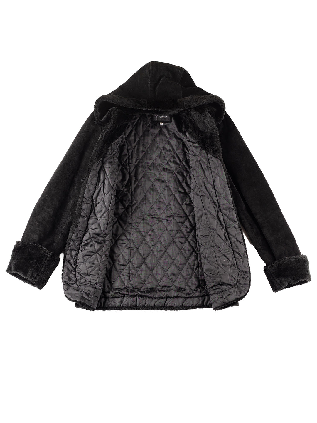 Vintage 00's Women Suede Coat in Black