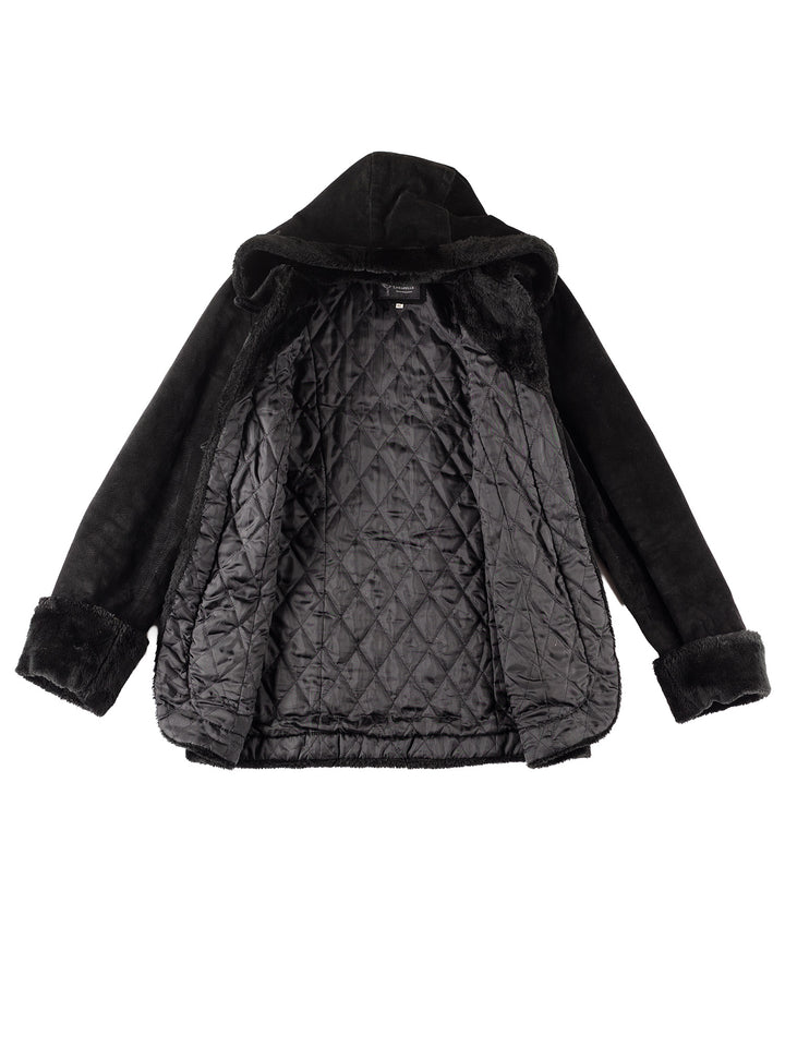 Vintage 00's Women Suede Coat in Black