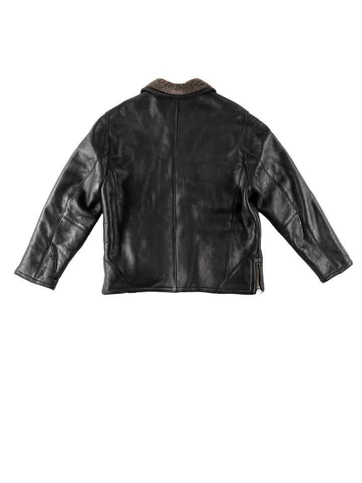 Vintage 80's Men Sheepskin Jacket in BlackVN179