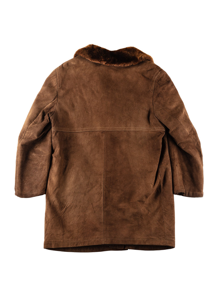 Vintage 90's Men Faux Sheepskin Coat in BrownVN177