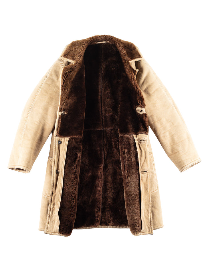 Vintage 70's Men Sheepskin Coat in Beige