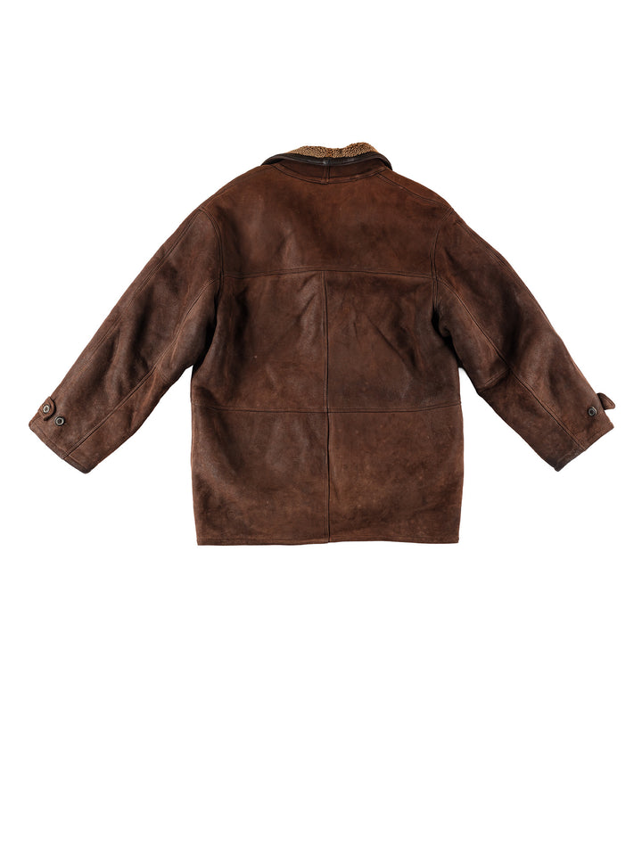 Vintage 80's Men Sheepskin Coat in BrownVN233