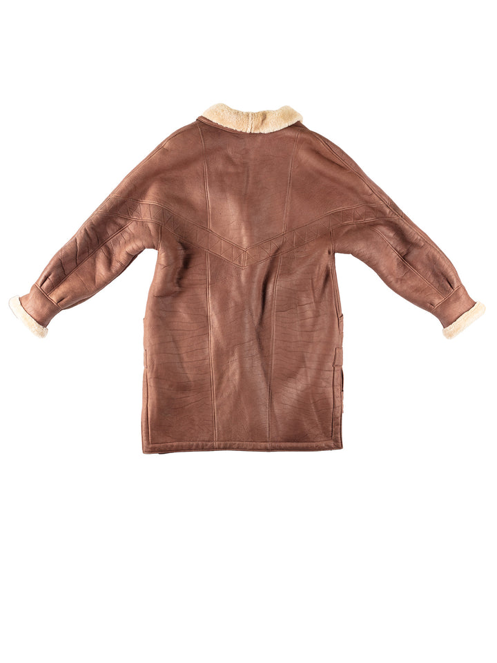 Vintage 80's Women Sheepskin Coat in BrownMN190