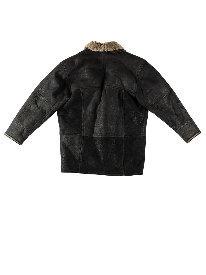 Vintage 80's Men Sheepskin Coat in BlackVN341