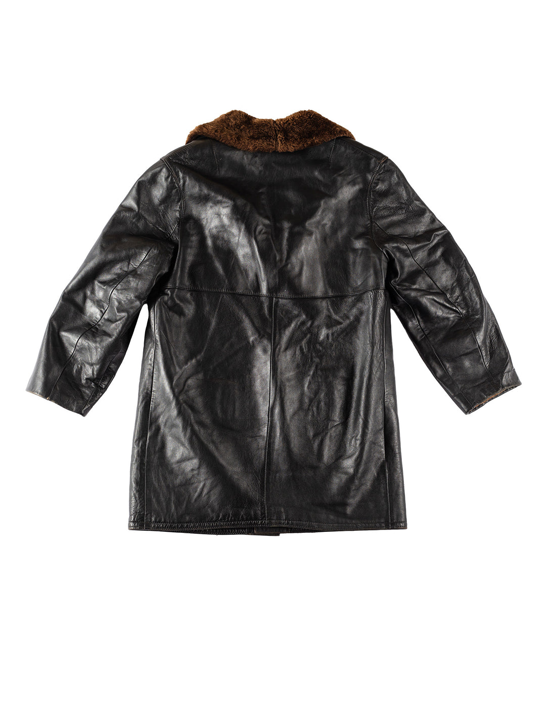 Vintage 80's Men Leather Coat in BlackVN360