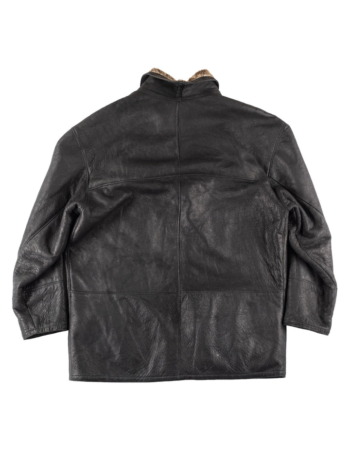 Vintage 90's Men Sheepskin Coat in Black