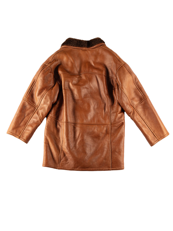 Vintage 80's Men Sheepskin Coat in BrownVN595