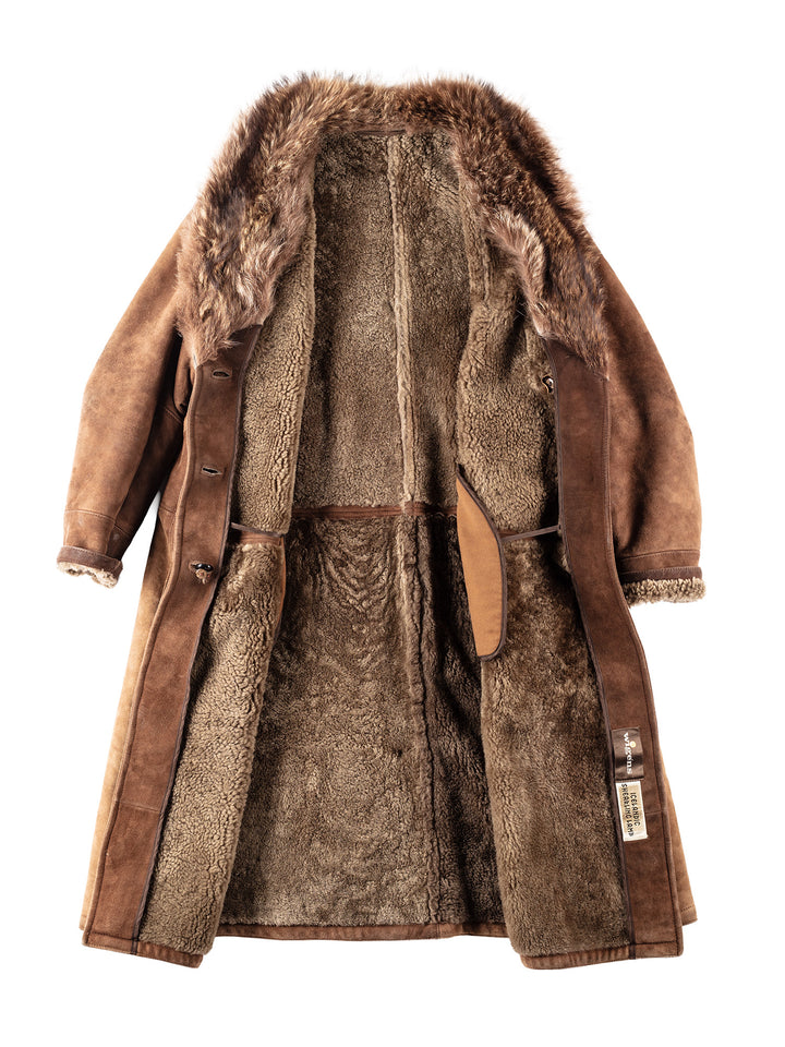 Vintage 80's Women Sheepskin Coat in Brown