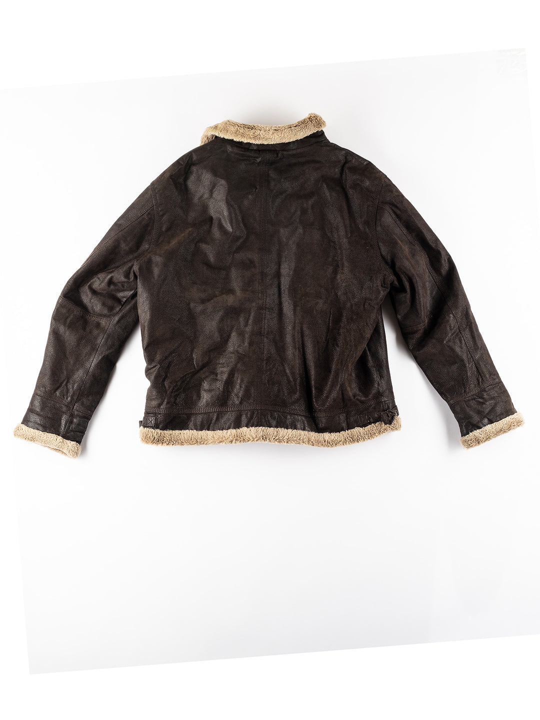 Vintage 90's Men Faux Sheepskin Jacket in BrownVN235