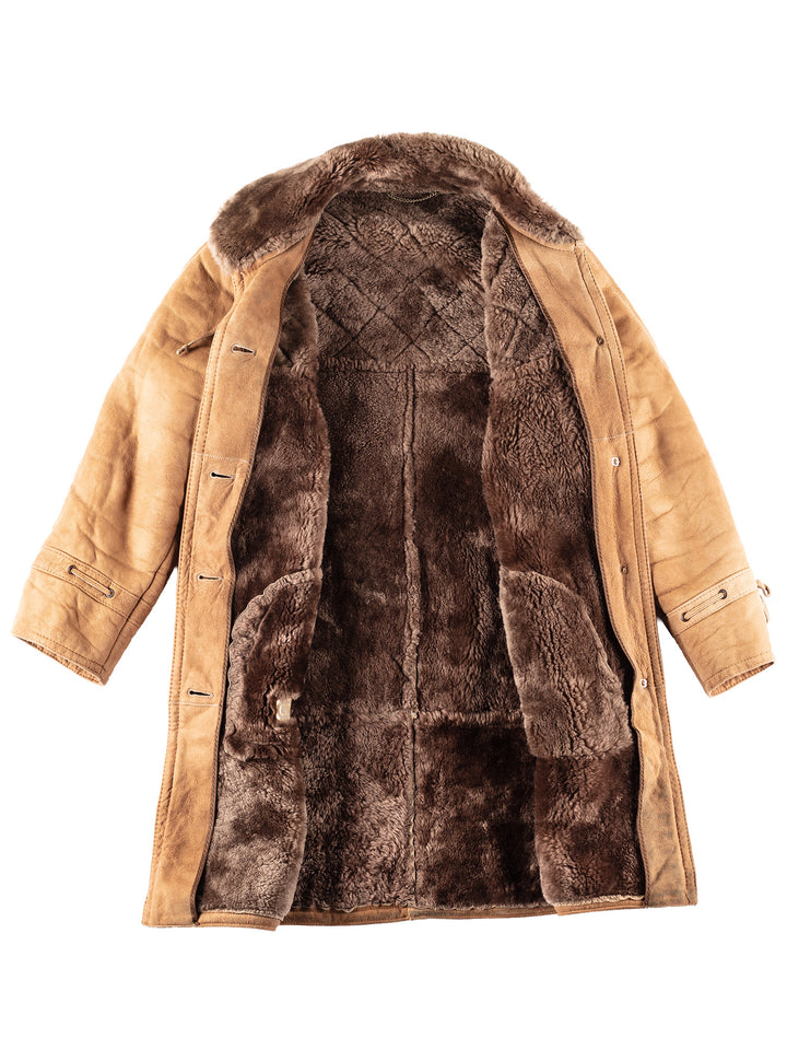 Vintage 80's Women Sheepskin Coat in Brown