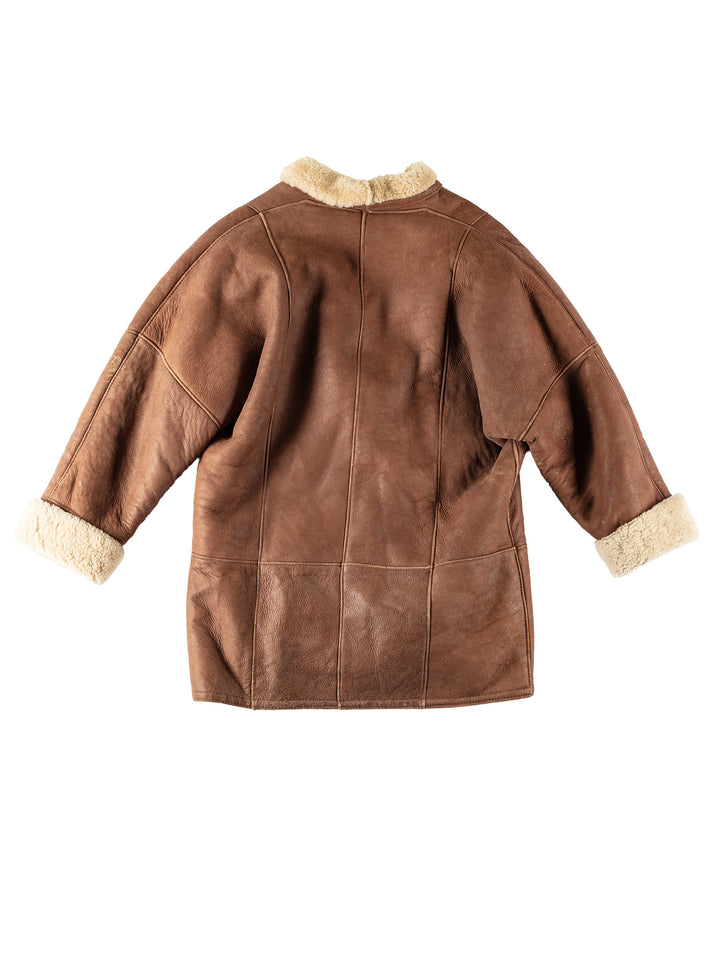 Vintage 80's Women Sheepskin Coat in BrownMN513