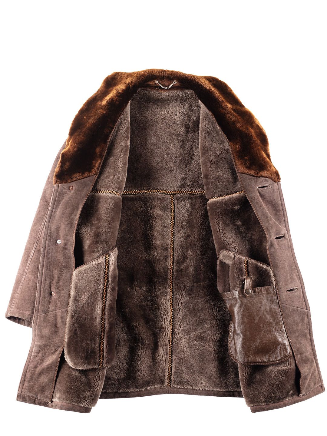 Vintage 80's Men Sheepskin Coat in Brown