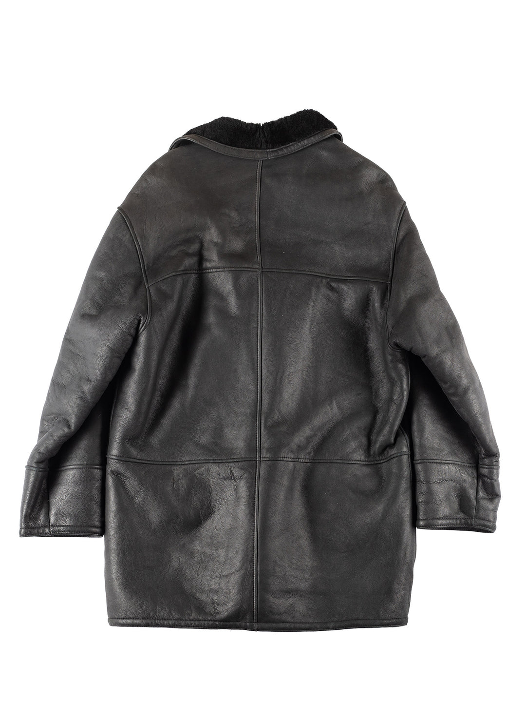 Vintage 90's Men Sheepskin Coat in Black