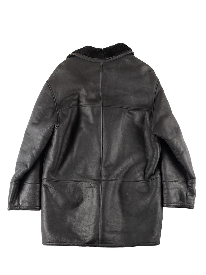 Vintage 90's Men Sheepskin Coat in Black