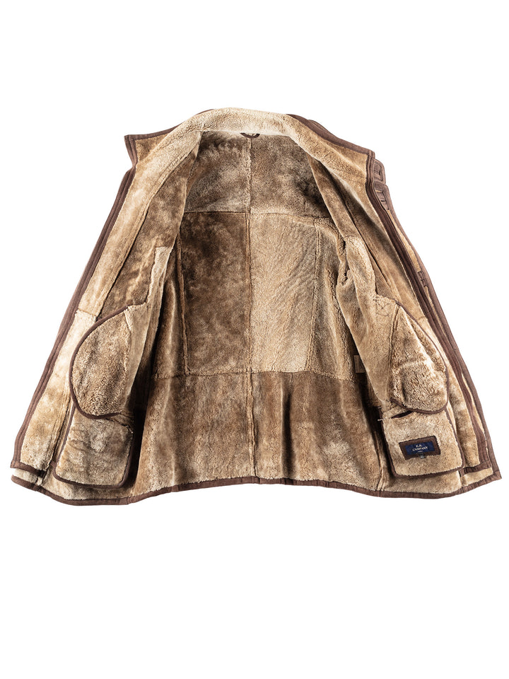 Vintage 90's Men Sheepskin Coat in Brown