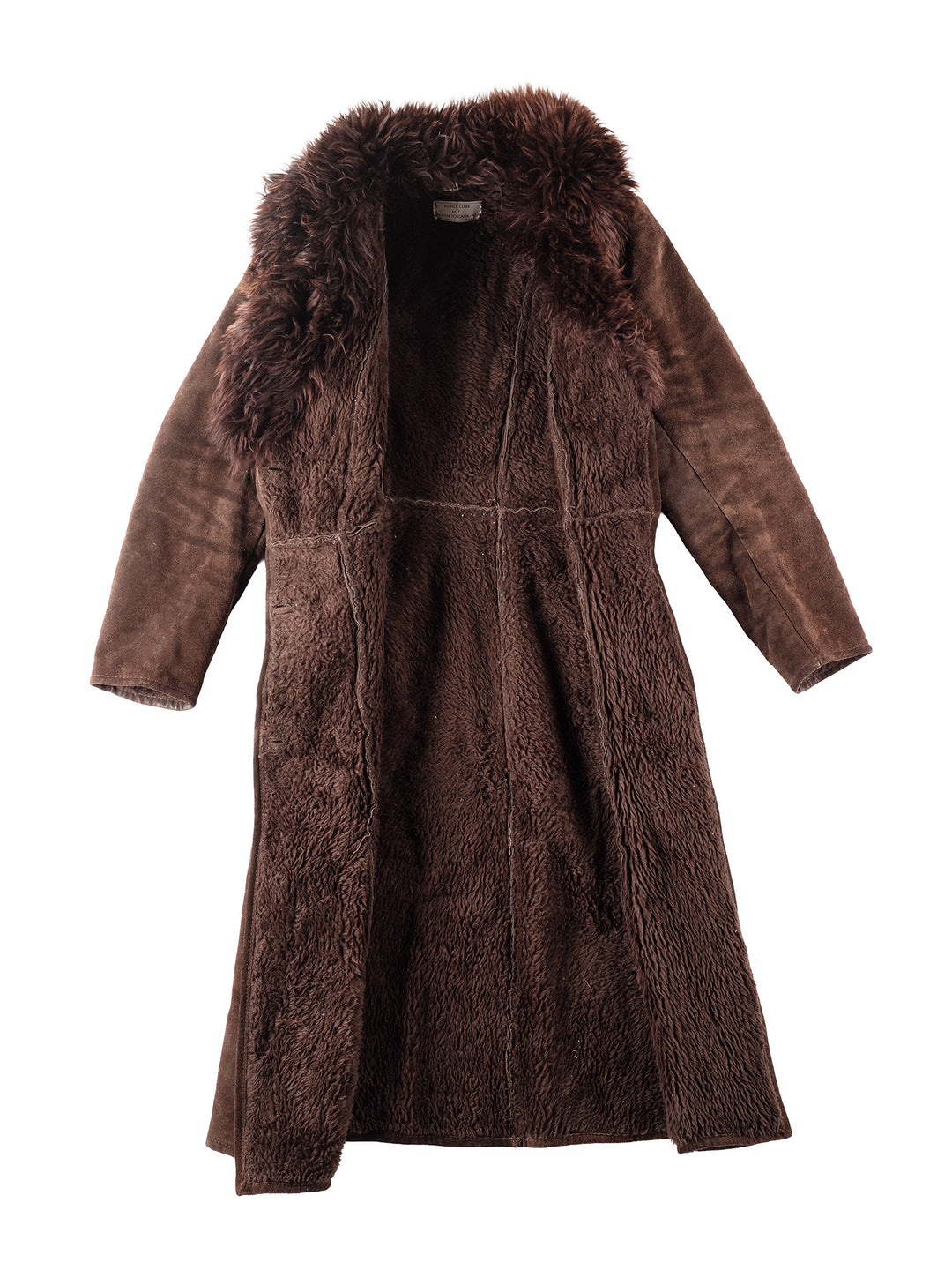 Vintage 90's Women Faux Sheepskin Coat in Brown