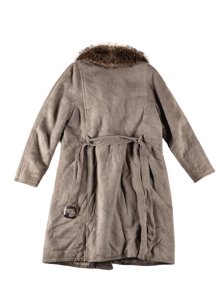 Vintage 80's Women Sheepskin Coat in GrayMN173