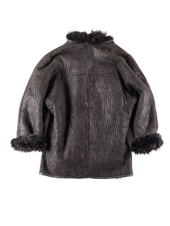 Vintage 00's Women Sheepskin Coat in Black