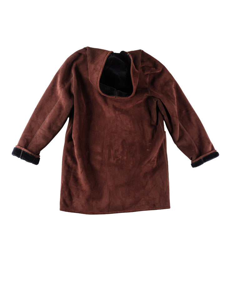 Vintage 90's Women Faux Sheepskin Coat in BrownMN158