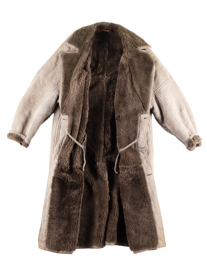 Vintage 80's Men Sheepskin Coat in Gray