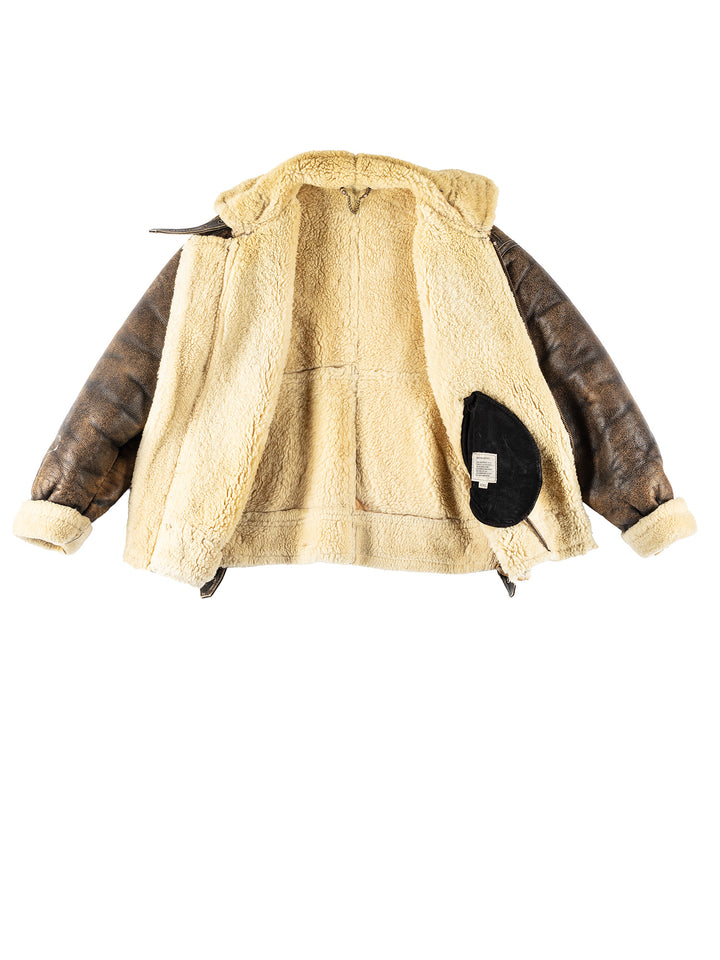 Vintage 80's Men Sheepskin Jacket in BrownVN103