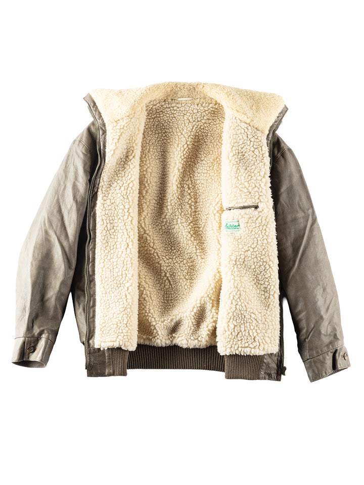 Vintage 90's Men Faux Sheepskin Jacket in Gray