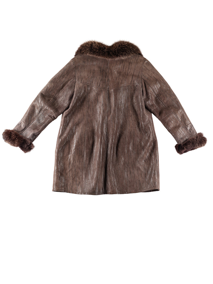 Vintage 80's Women Sheepskin Coat in BrownMN219