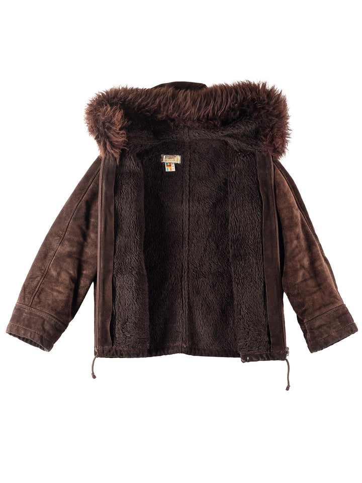 Vintage 00's Women Faux Sheepskin Jacket in Brown
