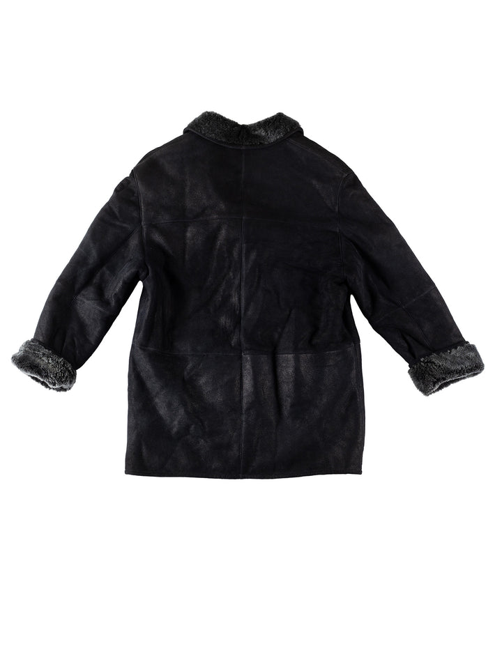 Vintage 80's Women Sheepskin Coat in BlackMN530