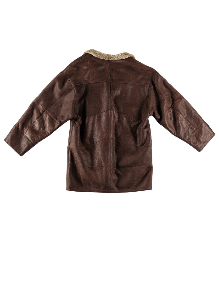 Vintage 80's Men Sheepskin Coat in BrownVN604