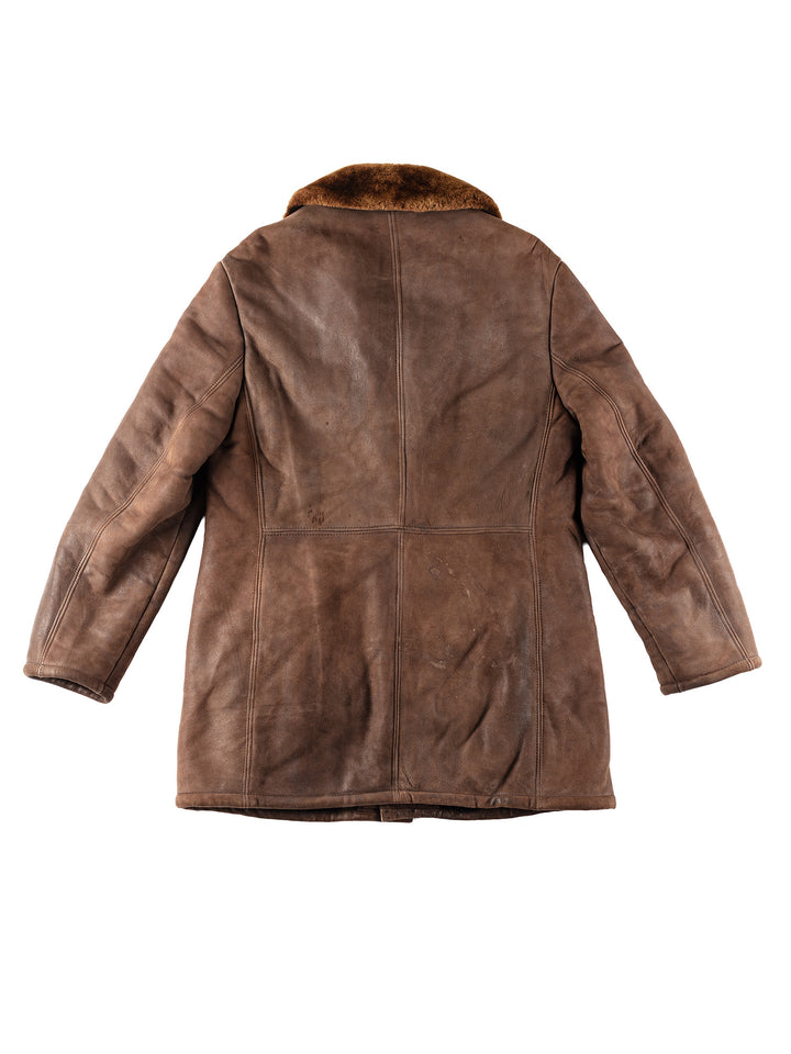 Vintage 80's Men Sheepskin Coat in Brown