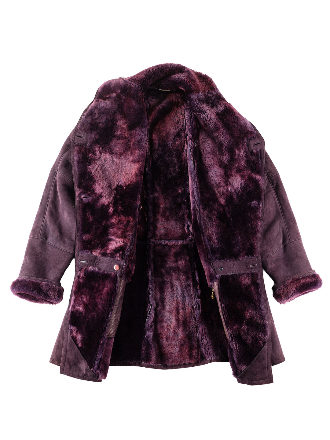Vintage 90's Women Sheepskin Coat in Purple