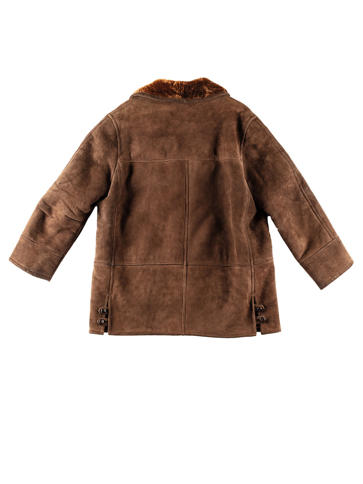 Vintage 80's Men Sheepskin Coat in BrownVN256