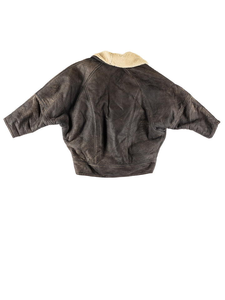 Vintage 80's Women Sheepskin Vest in BlackMN658