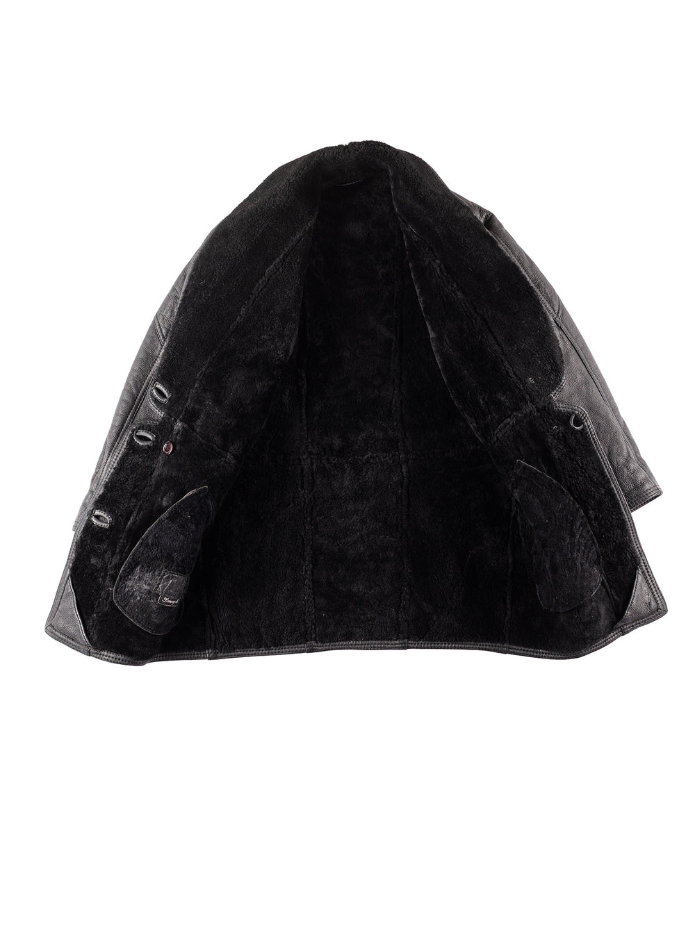 Vintage 80's Women Sheepskin Coat in Black