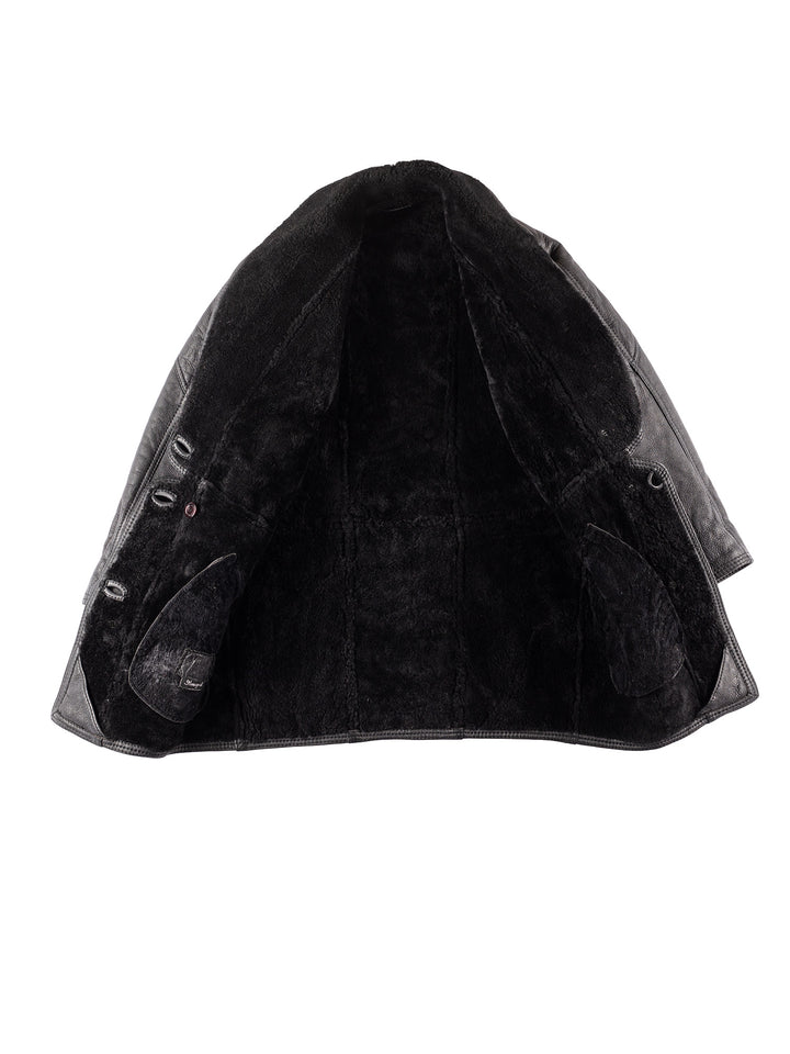 Vintage 80's Women Sheepskin Coat in Black