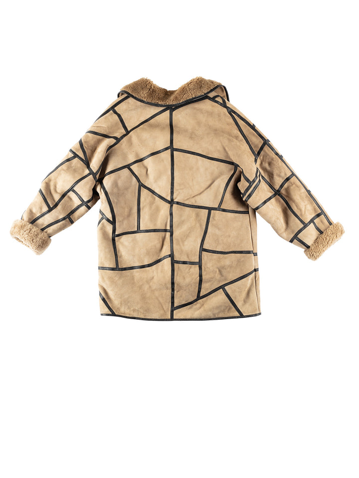 Vintage 80's Men Sheepskin Coat in BeigeMN197