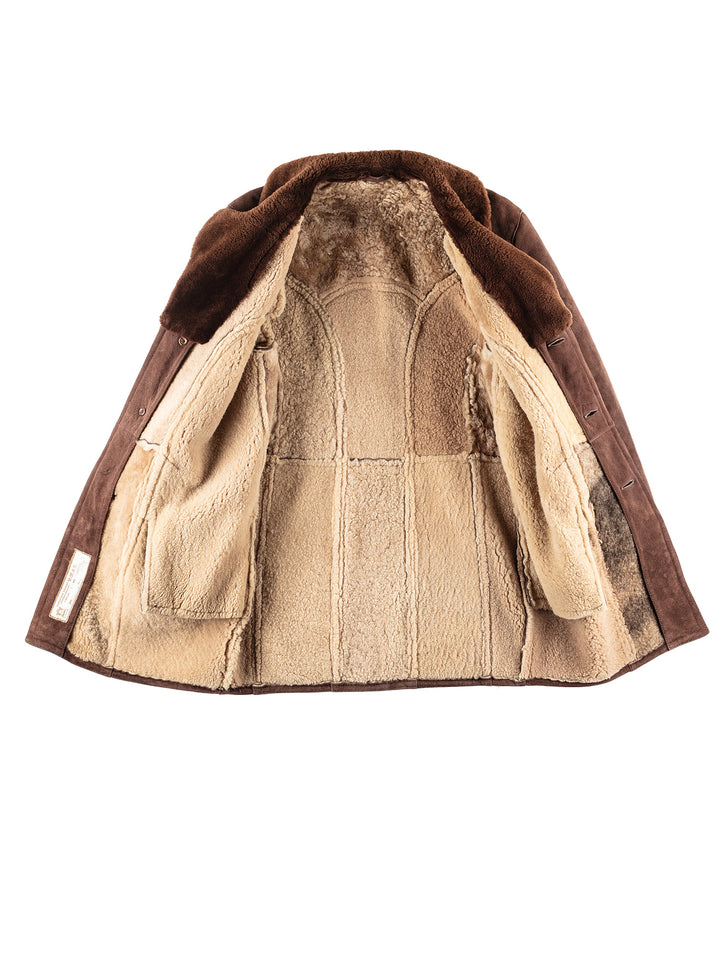 Vintage 70's Men Sheepskin Coat in Brown