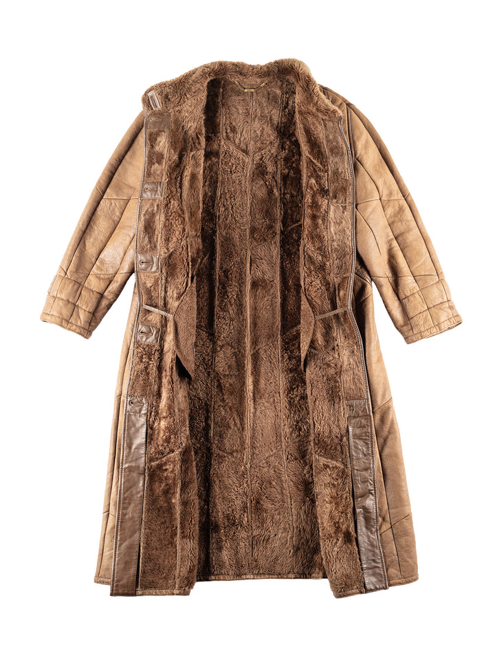 Vintage 80's Women Sheepskin Coat in Brown