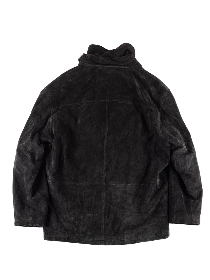 Vintage 90's Men Suede Coat in Black