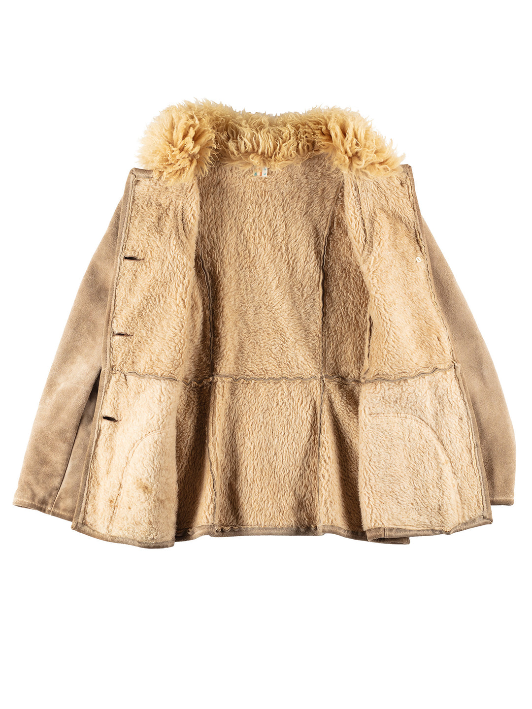 Vintage 90's Women Faux Sheepskin Coat in Beige