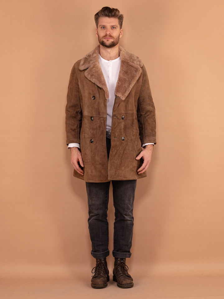Vintage 70's Men Sheepskin Coat in Beige - NorthernGrip