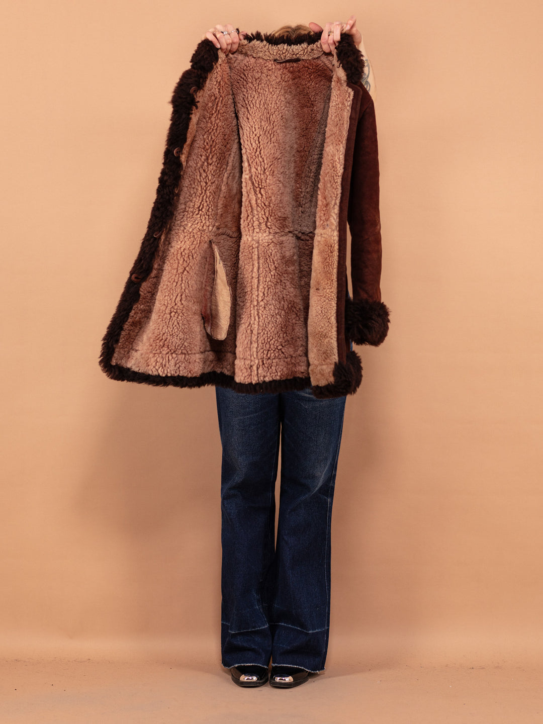 Vintage 70's Women Penny Lane Sheepskin Coat in Brown - NorthernGrip