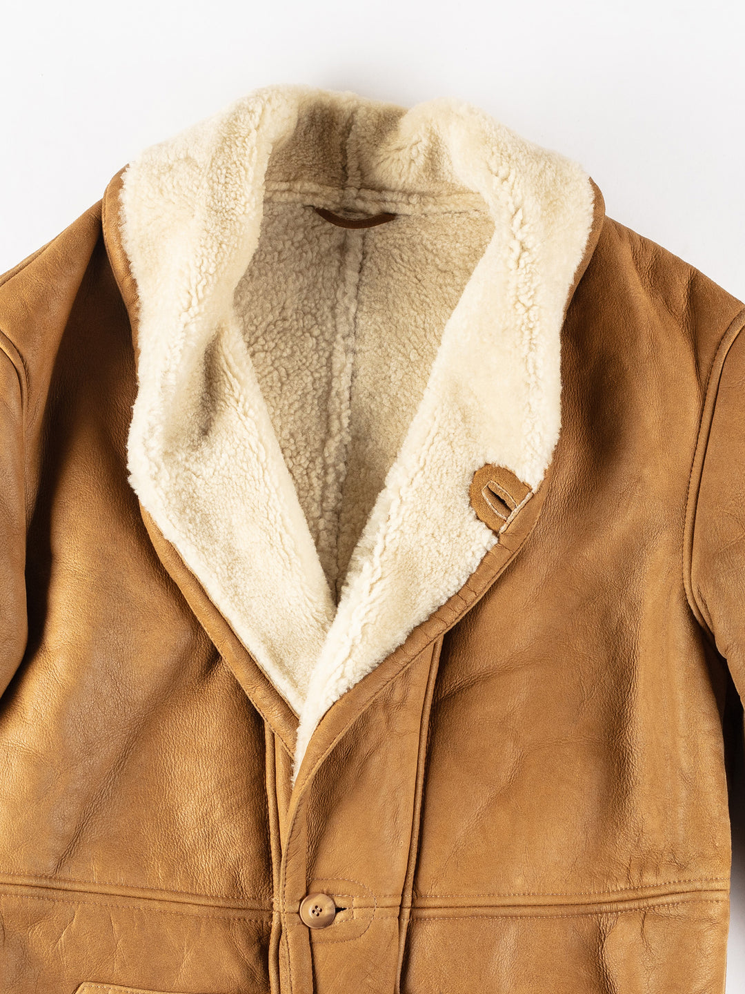 Vintage 80's Men Sheepskin Coat in BrownVN221
