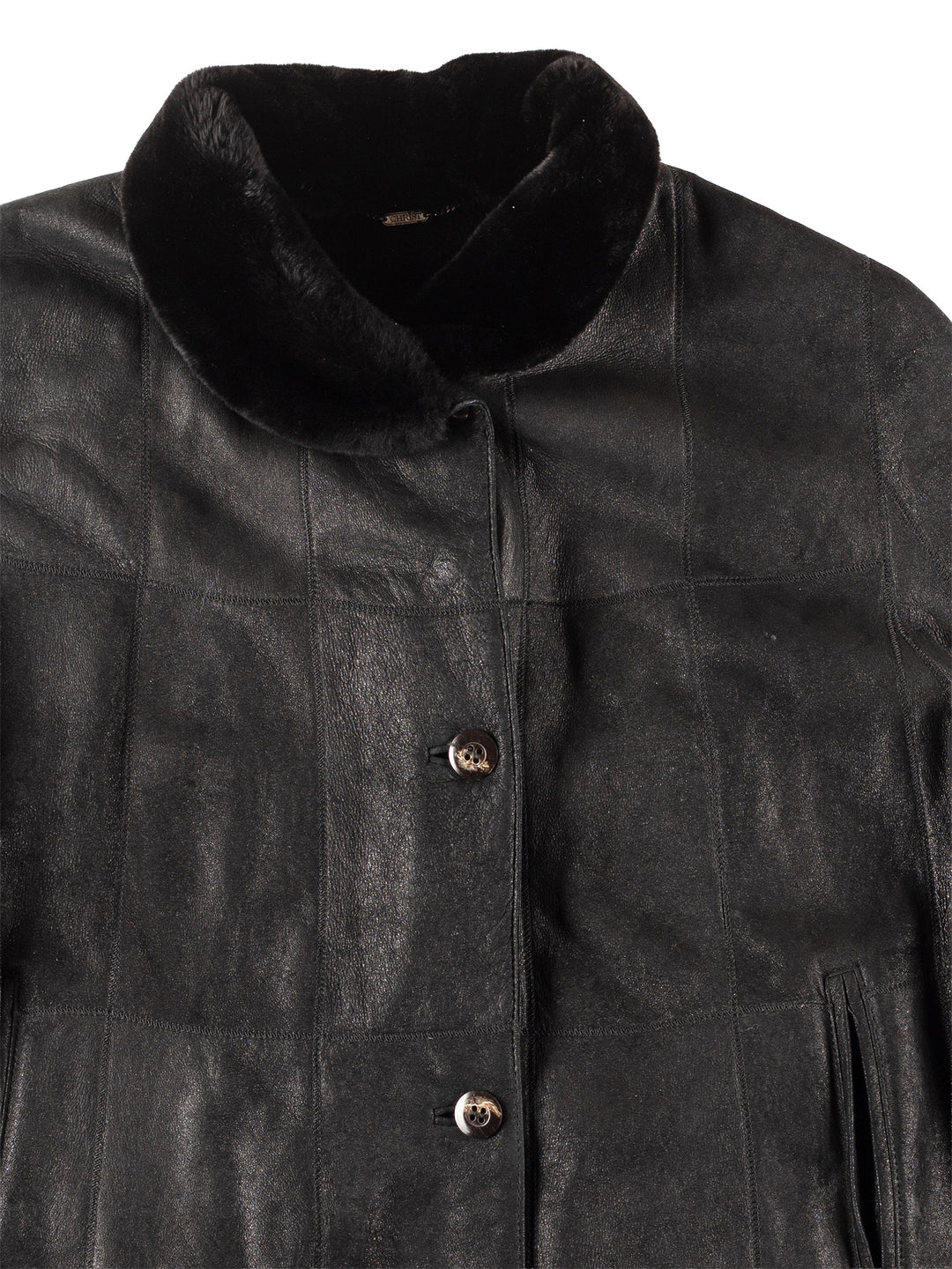 Vintage 90's Women Sheepskin Coat in Black