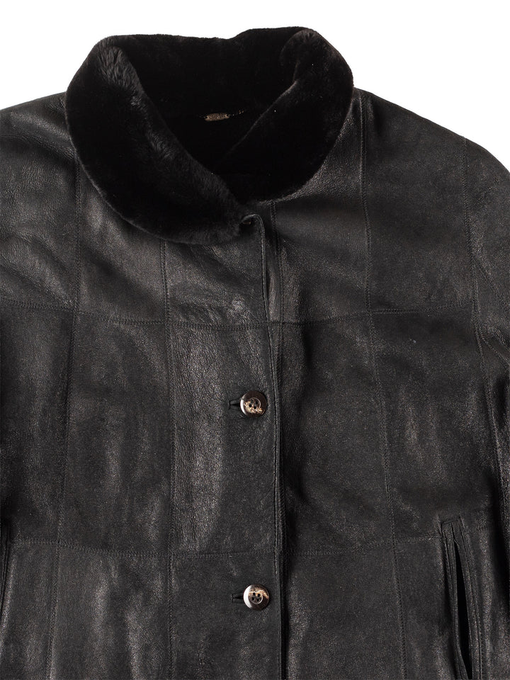 Vintage 90's Women Sheepskin Coat in Black